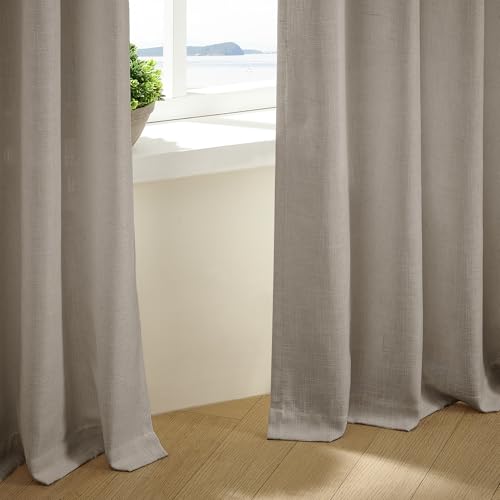 Pinch Pleated Linen 100 Inch Curtains for Living Room Burlywood Birch - color: Burlywood Birch, size: 40"W x 100"L (Pack of 2)