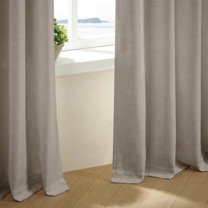 TWODRAPES Burlywood Birch Linen Pinch Pleated Curtains 126 Inches Long - color: Burlywood Birch, size: 40"W x 126"L (Pack of 2)