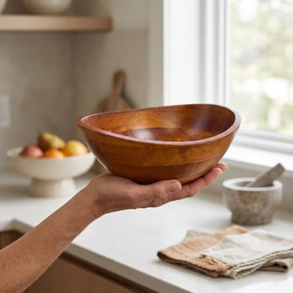 Lipper International Cherry Finished Wavy Rim Serving Bowls for Fruits or Salads, Matte, Small, 7.5" x 7.25" x 3", Set of 4 Bowls - size: Small - Set of 4