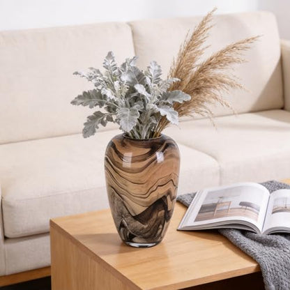 Hand Blown Glass Vase Decorative Flower Vase for Home Decor Living Room Bedroom Office Centerpiece Tabletop Display Modern Art Glass Decor Wide Mouth Design (Quicksand Vase - S) - size: Quicksand Vase - S