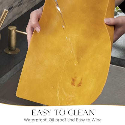 MOSAYT Vinyl Faux Leather Placemats, Set of 6, Yellow - color: Yellow