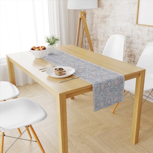 Snycler Table Runner Boho Table Runners Vintage Elegant Farmhouse Table Center Linen Decor for Home Dining Party Entrance (13x72 Inch) Blue - color: Blue, size: 13" x 72"