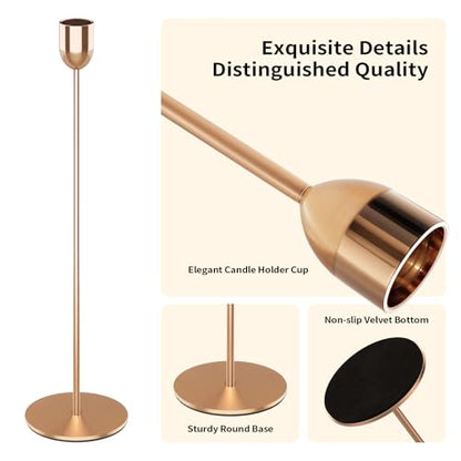 ChefBee 3PCS Gold Tall Taper & Pillar Candle Candlestick Holder - color: Gold