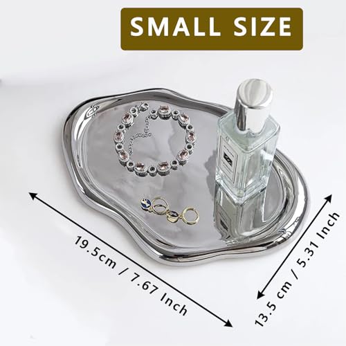 Jewelry Tray for Women, Cloud Shape Ceramic Trinket Dish, Jewelry Organizer Storage Holder for Ring Earring Bracelet Necklace, Make Up Organizer (White) (Silver) - color: Silver