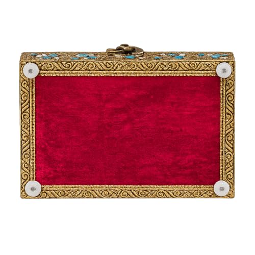 ETROVES 6 inch Jewelry Box - Handmade Portable Treasure Organiser Keepsake - color: Peacock
