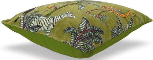Velvet Floral Flower Green Jungle Throw Pillow Sofa Cushion Cover Case Couch Bohemian Accent Colorful Boho Chic Indian Handmade Cover Only (18" x 18") - size: 18" x 18" (Pack of 1)