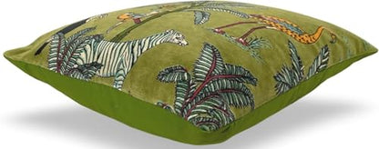 Velvet Floral Flower Green Jungle Throw Pillow Sofa Cushion Cover Case Couch Bohemian Accent Colorful Boho Chic Indian Handmade Cover Only (18" x 18") - size: 18" x 18" (Pack of 1)