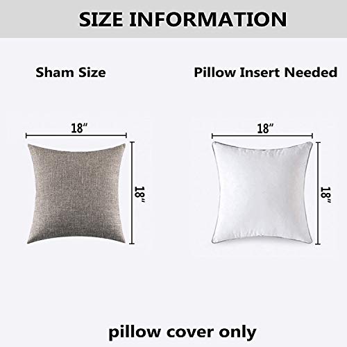 Kevin Textile Pillow Covers Faux Linen Toss Soft Throw Cushion Cases for Couch Sofa Bedroom, Invisible Zipper, 18x18 inches (Set of 2, Sesame Grey) - color: Sesame Grey, size: 18" x 18" (Pack of 2)