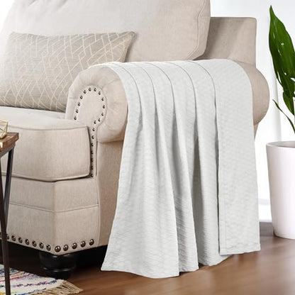 Superior Cotton Blanket, Lightweight, Breathable Bedding, Throw, Platinum - color: Platinum, size: Throw