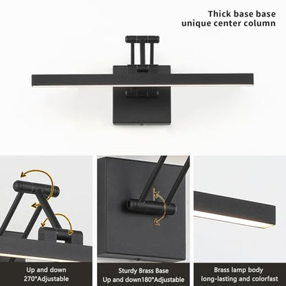 Hard-Wired Picture Light Dimmable LED Picture Lights for Paintings 15.7" Inch Black Metal Body Wall Pictures with Adjustable Swing Arm Art Display Lamps 7W 3000K Warm White Book Light - color: Hard-Wired Black-square base, size: 15.7inch Dimmable