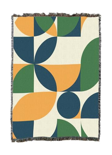 Pure Country Weavers Bauhaus Plants in Green Blanket - Mid Century Modern - Gift Tapestry Throw Woven from Cotton - Made in The USA (50X60) - color: Bauhaus Plants in Green, size: 50X60