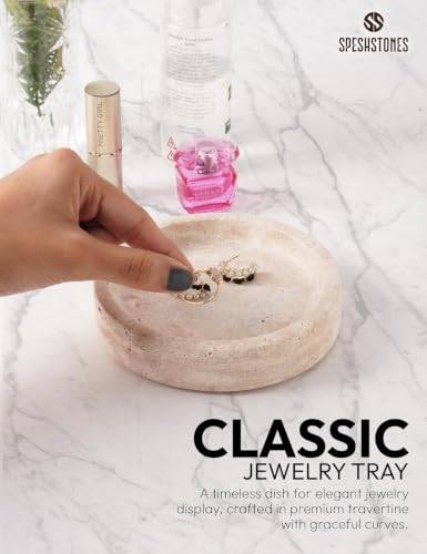 Marble Jewelry Dish, 5" Handmade Travertine Ring Tray - color: Travertine