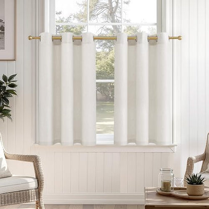 Jowels Natural Linen Grommet Curtains 24 Inch Long 2 Panels for Kitchen - color: Natural, size: 30"W x 24"L (Pack of 2)