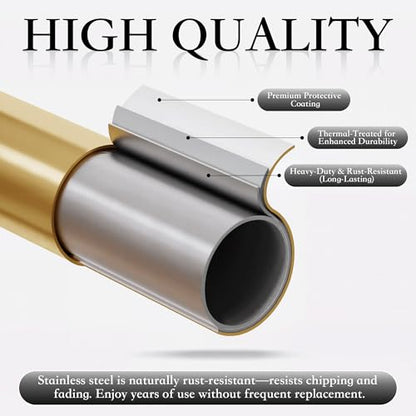 RYB HOME Curtain Rod for Windows, Gold Heavy Duty 1 Inch Steel Leaf Finial - color: Gold, size: 72-144"