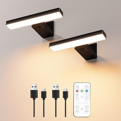 Picture Lights for Wall Battery Operated, 2 Pack Black 3CCT Dimmable Light - color: Black-3CCT