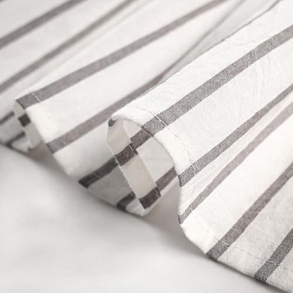 DOSLY IDÉES Spa Waffle and Gray Striped Curtains, 26" W x 24" L - color: Beige & Gray Striped, size: 26"W x 24"L (Pack of 2)