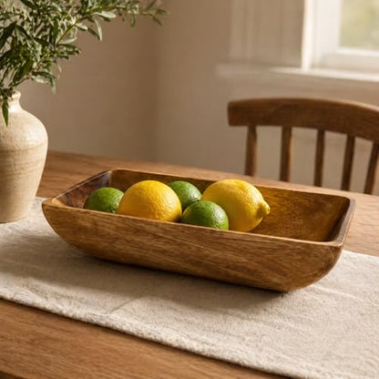 Handcrafted Acacia Wood Rectangular Bowl – Made in Hawaii – Eco-Friendly Wooden Serving Dish – Durable, Food-Safe, Heat-Resistant – Flared Design – Multiple Sizes (12x7.5x3 inch) - size: 12x7.5x3 inch