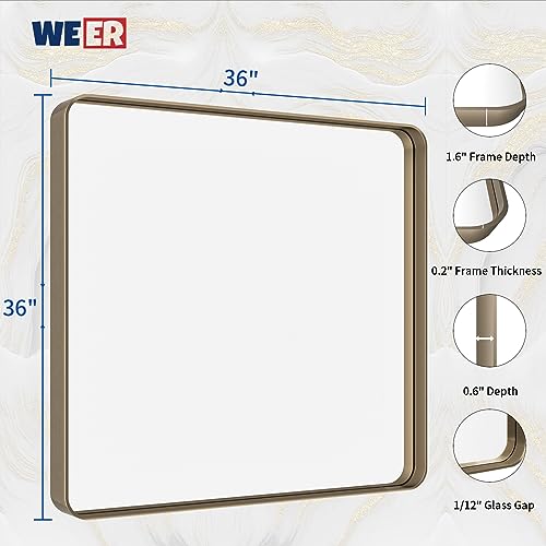 WEER Bronze Bathroom Vanity Mirror 36X36 Inch - color: Bronze, size: 36"L x 36"W
