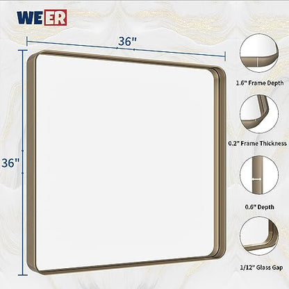 WEER Bronze Bathroom Vanity Mirror 36X36 Inch - color: Bronze, size: 36"L x 36"W