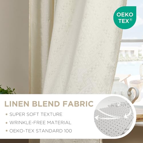 Joydeco Linen Beige Boho Curtains 96 Inch, 2 Panels - color: Beige-no Tassels, size: 52"W x 96"L (Pack of 2)