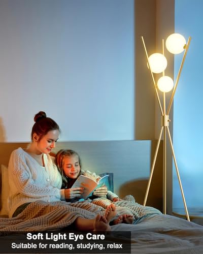 Lightdot Gold Tripod Floor Lamp Stepless Dimmable Globe Floor Lamp Modern - color: Gold-79A