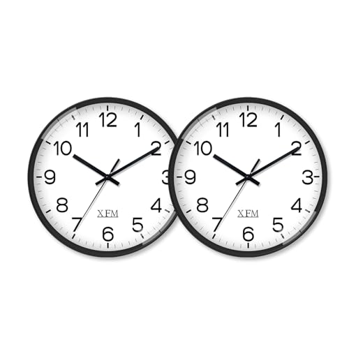 XFM 2 Pieces Modern Small Wall Clocks Battery Operated 8 Inch - color: Black, size: 8 Inch-2pcs