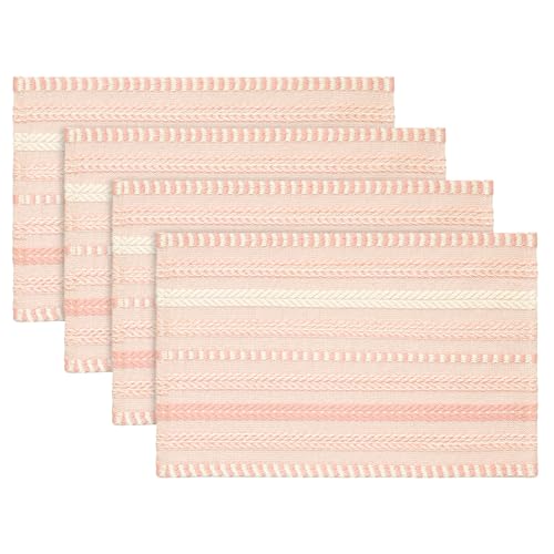 Artoid Mode Pink Woven Braided Stripe Placemats Set of 4-12x18 Inch - color: Pink, size: 12" x 18", 4 Pcs