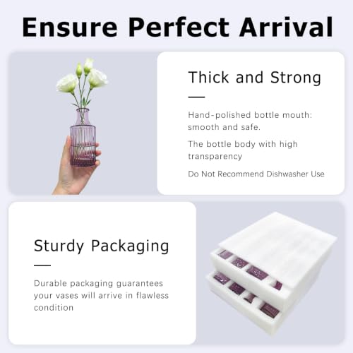 SUPMIND 16 Small Purple Glass Bud Vase, Flower Vase for Table Centerpieces - color: Purple
