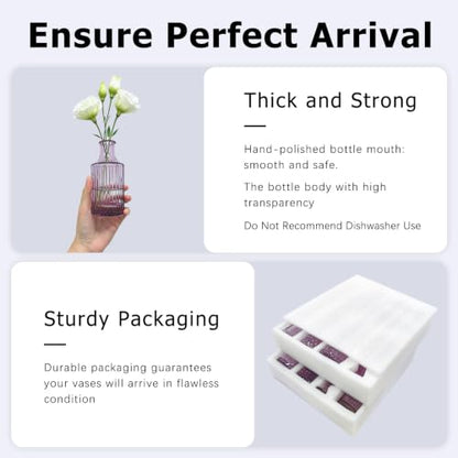 SUPMIND 16 Small Purple Glass Bud Vase, Flower Vase for Table Centerpieces - color: Purple