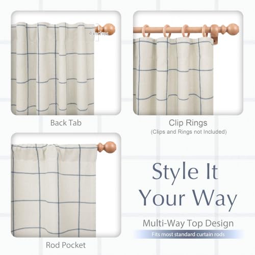 DriftAway 100% Blackout Plaid Curtains 63 Inches Long 2 Panels Navy Blue - color: Navy Blue, size: 52"W x 63"L (Pack of 2)