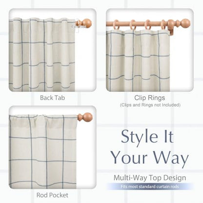 DriftAway 100% Blackout Plaid Curtains 63 Inches Long 2 Panels Navy Blue - color: Navy Blue, size: 52"W x 63"L (Pack of 2)