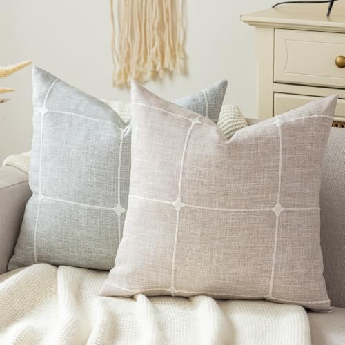 vctops Pack of 2 Rustic Lattice Throw Pillow Covers (Plaid Coffee,18"x18") - color: Plaid Coffee, size: 18" x 18" (Pack of 2)