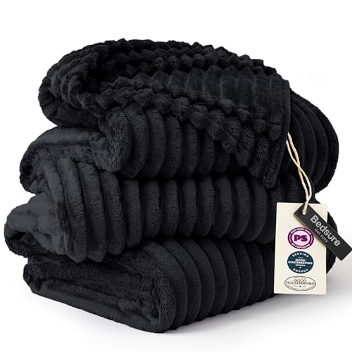 Bedsure Extra Soft Large Fleece Blanket for Bed Black 120"x120" - color: Black, size: Large