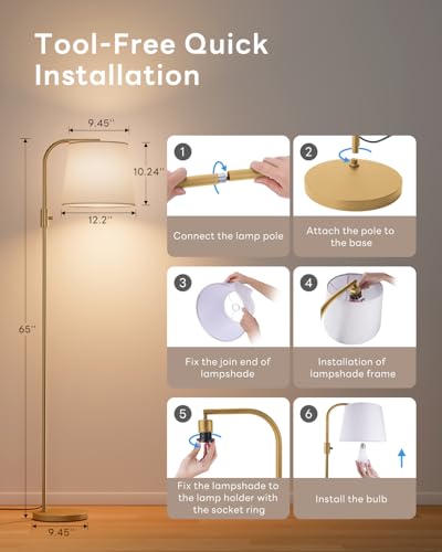 Smart RGB Arc Floor Lamp, 65", App Control, Compatible with Alexa - color: Gold, size: 65"(App Control)