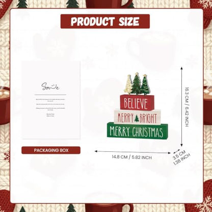 Smile Merry Christmas Wooden Signs Tabletop Indoor Decor - style: Xmas Tree