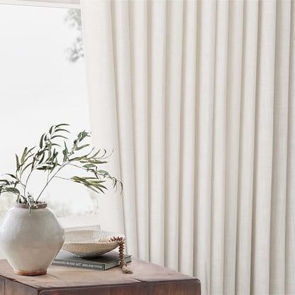 TWODRAPES Pinch Pleated Linen Curtains 108 Inches Long Natural 2 Panels Set - color: Natural, size: 40"W x 108"L (Pack of 2)