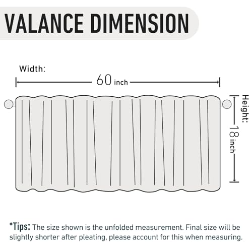 Leeva Floral Kitchen Valance, Linen Textured, 60 x 18, Rod Pocket, 1 Panel - color: *M11, size: 60"W x 18"L (Pack of 1)