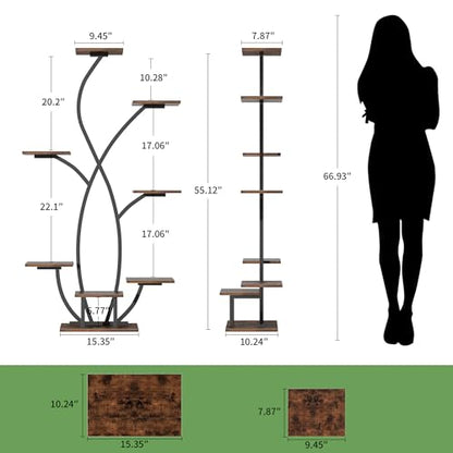 JUSTOGO Plant Stand Indoor with Grow Light, Corner Indoor Plant Shelf