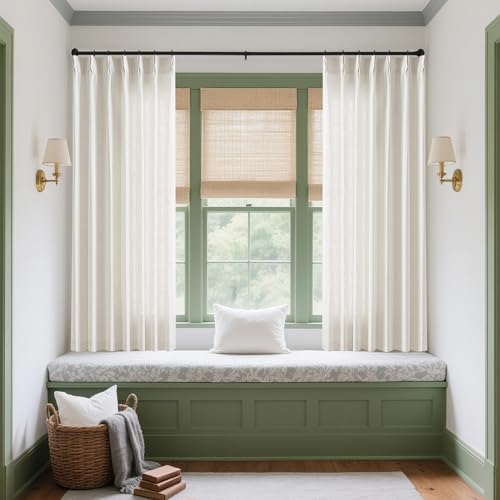 Natural Pinch Pleated Linen Semi Sheer Curtains 54 Inch Length 2 Panels - color: Natural, size: 40"W x 54"L (Pack of 2)