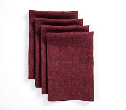 Solino Home 100% 순수 리넨 디너 냅킨 레드, 아테나 50.8 x 50.8cm(20 x 20인치), 4개 세트 - color: 25: 레드 가넷, size: 20" x 20" (Set of 4)