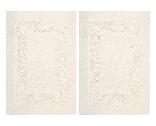 COTTON CRAFT 2 Pack Reversible Bath Mat Rug - Soft Luxurious -17x24- Ivory - color: Ivory, size: 17x24 Inches