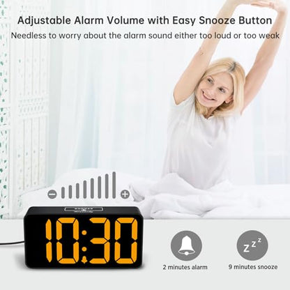 DreamSky Small Digital Alarm Clock for Bedroom with Large Big Numbers - color: Black Case Amber Digits