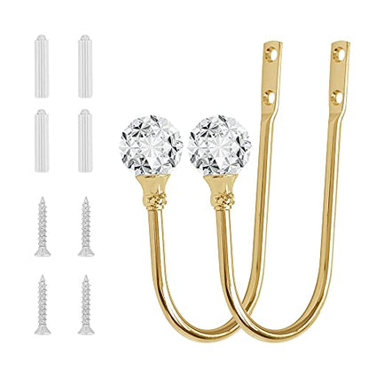 Curtain Holdback, 4Pcs Wall Mounted Drapery Tiebacks, Sliver - color: 4 Pcs, Gold