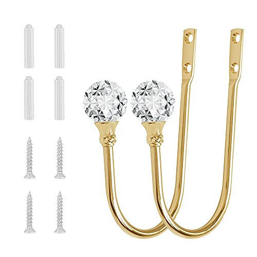 Curtain Holdback, 4Pcs Wall Mounted Drapery Tiebacks, Sliver - color: 4 Pcs, Gold