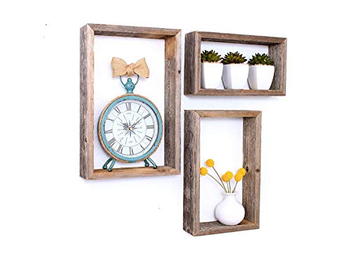 HomeRoots Rustic Farmhouse Set Of 3 Rectangle Shadow Box Shelves