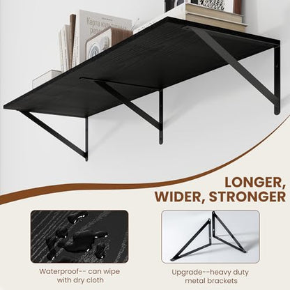 Heimlove 40W x 12D Deep Floating Shelves Set of 2 Black - color: Black With Black Metal Bracket, size: 40Wx12Dx5.8H
