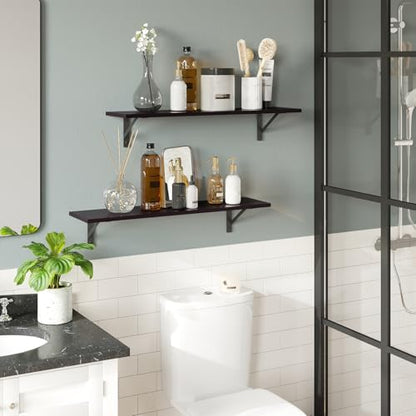 DINZI LVJ Wall Shelves, 23.6" Long Floating Shelves with Metal Brackets - color: Espresso, size: 23.6 Inch