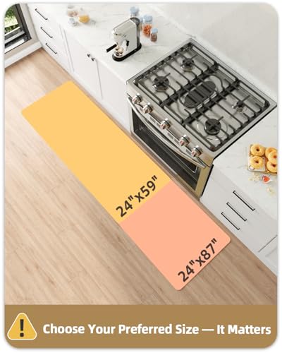 Color&Geometry Kitchen Mats for Floor 24x59 Cream/Beige Marble Design