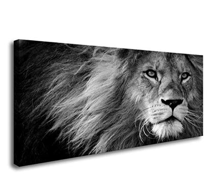 Baisuart-D0162 Canvas Prints Wall Art Grey lion Stretched Canvas Wooden Framed for living Room Bedroom and Office - color: Lion-b, size: 48"L x 24"W