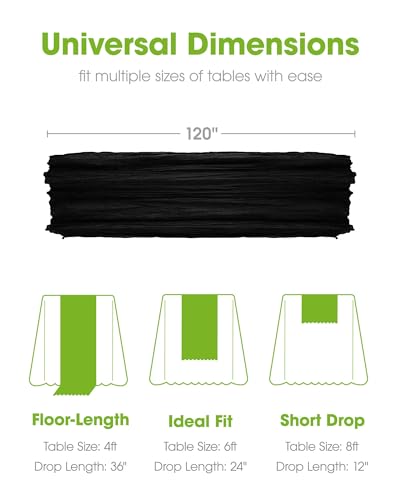 Pureegg 2 Pack Cheesecloth Table Runner 120 Inch Black - color: Black, size: 120" - 2 Packs